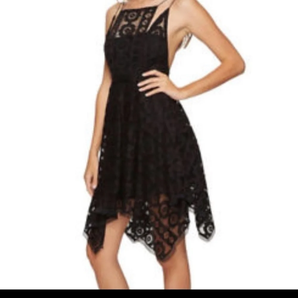 Free People Just Like Honey black lace mini